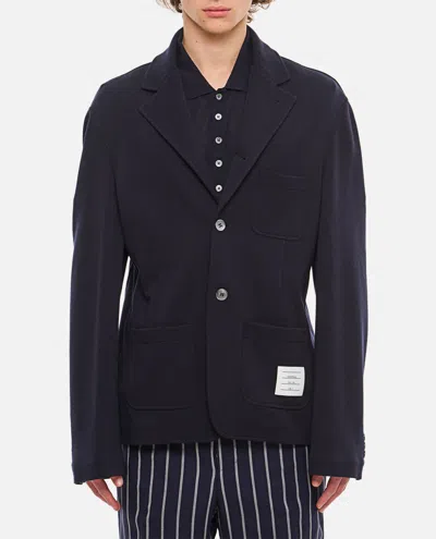 THOM BROWNE DARK BLUE SINGLE BREASTED JACKET