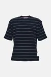 Thom Browne Dark Blue Striped T-shirt In Dark Blue