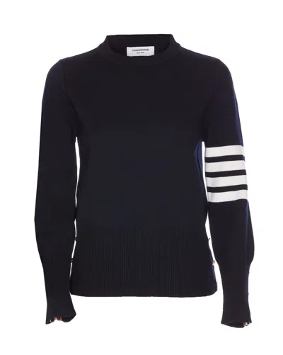 Thom Browne Dark Blue Wool Knitwear In Black