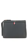 THOM BROWNE DARK GREY LEATHER BEAUTY CASE