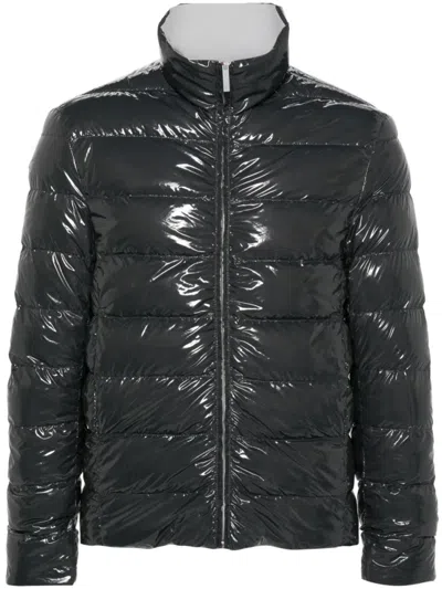 THOM BROWNE DARK GREY REVERSIBLE ZIP-UP PUFFER JACKET