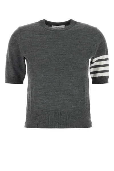 Thom Browne Dark Grey Wool Blend Sweater In Gray