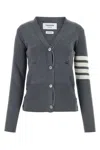 Thom Browne 4-bar Crepe V-neck Cardigan In Grey