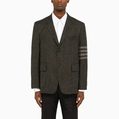 Thom Browne Dark Grey Wool Single-breasted Jacket For Men In Gray