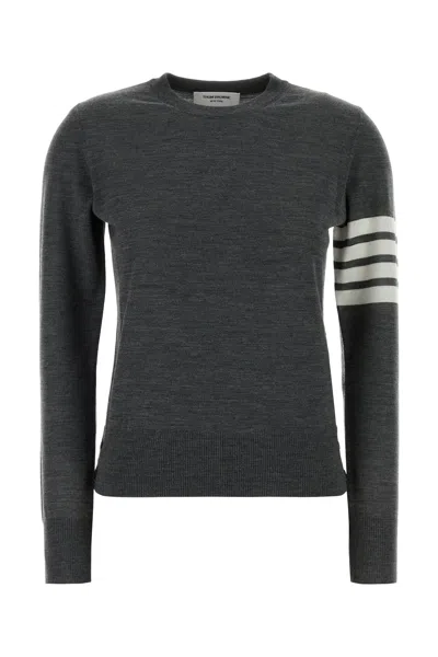 Thom Browne Dark Grey Wool Sweater In Gray