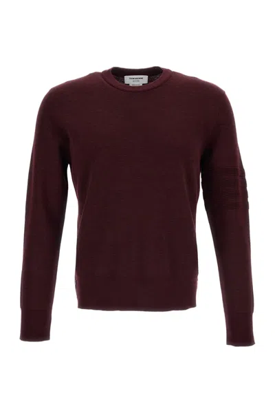 Thom Browne Dark Red 4-bar Wool-blend Sweater In Burgundy