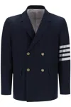 THOM BROWNE DECONSTRUCTED DOUBLE-BREASTED JACKET WITH NAUTICAL BUTTON DETAIL