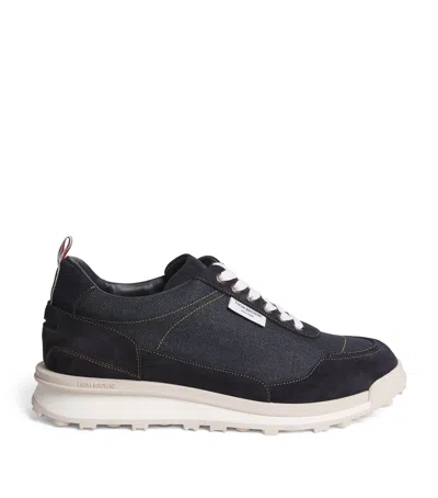 Thom Browne Denim Alumni Sneakers In Navy