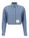 Thom Browne Cropped Denim Shirt With Contrast Stitching