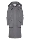 Thom Browne Waterproof Cashmere Parka With Removable Hood In Gray