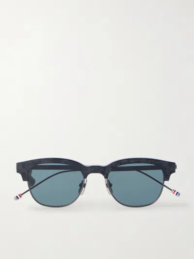 Thom Browne D-frame Tortoiseshell Acetate And Gold-plated Titanium Sunglasses In Blue