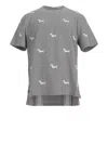 Thom Browne Dog-embroidered Crewneck T-shirt In Lt Grey
