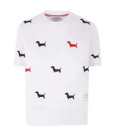 THOM BROWNE THOM BROWNE DOG EMBROIDERED SHORT-SLEEVED JUMPER
