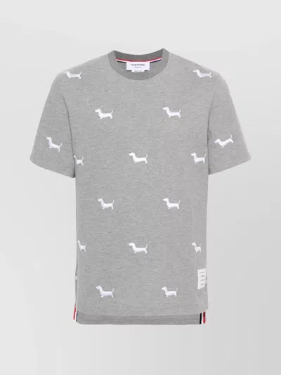 THOM BROWNE DOG EMBROIDERY PIQUÉ WEAVE T-SHIRT