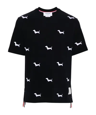 THOM BROWNE THOM BROWNE DOG-EMBROIDERED CREWNECK T-SHIRT