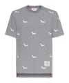 Thom Browne Dog-embroidered Crewneck T-shirt In Gray