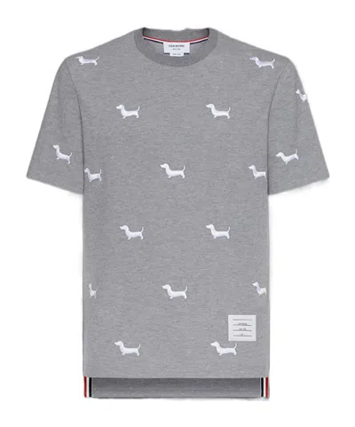 THOM BROWNE THOM BROWNE DOG-EMBROIDERED CREWNECK T-SHIRT