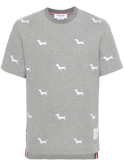 THOM BROWNE DOG-EMBROIDERY T-SHIRT