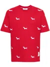 Thom Browne Dog-embroidery T-shirt In Red
