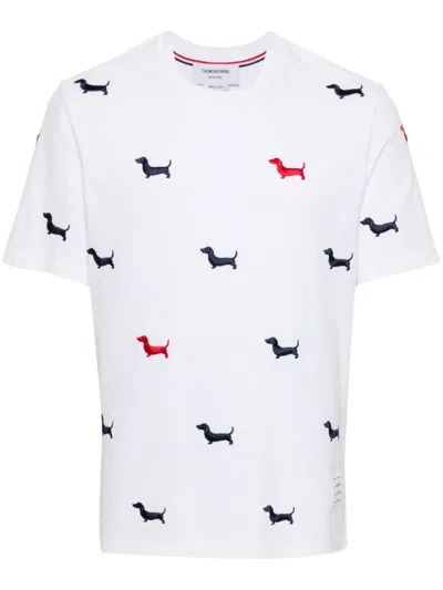 THOM BROWNE DOG-EMBROIDERY T-SHIRT