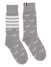 Thom Browne Dog-motif Socks In Gray