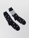 Thom Browne Dog Motif Striped Knit Socks
