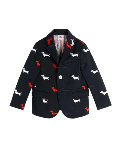 Thom Browne Dog-print Cotton Blazer In Black