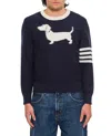 Thom Browne Navy Blue Doggy Crewneck Sweater In Blue
