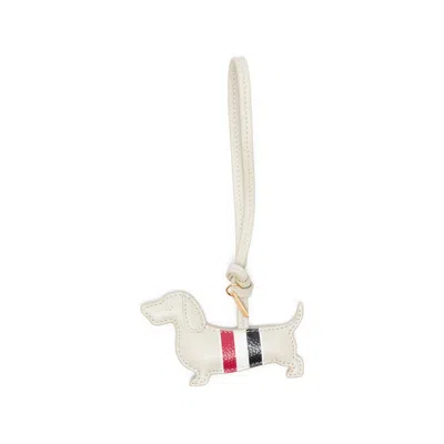 Thom Browne Dog-shape Stripe-detail Keyring In White