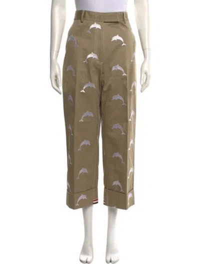 Pre-owned Thom Browne Dolphin Motif Wide Leg Pants In Neutral