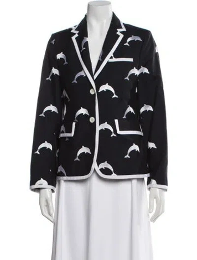 Pre-owned Thom Browne Dolphin Wool Blazer In Blue
