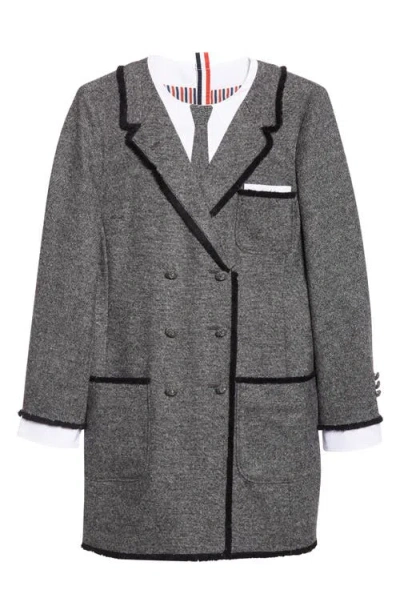 Thom Browne Donegal Long Sleeve Wool Dress In Gray