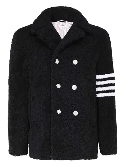 Thom Browne Double-breasted Coat In Black