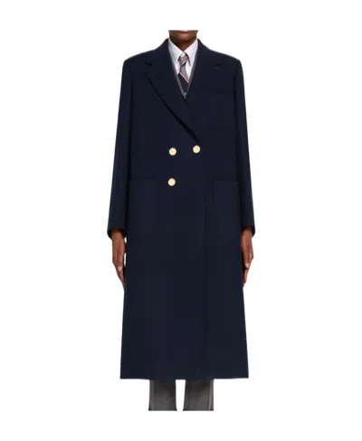 Thom Browne Double-breasted Overcoat In Black