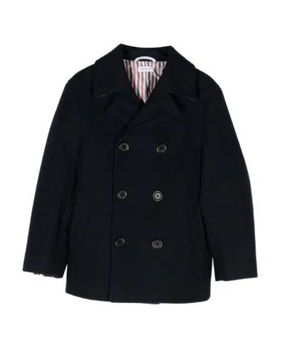 Thom Browne Double-breasted Peacoat In Black