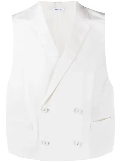Thom Browne Double-breasted Silk Waistcoat In Neutrals