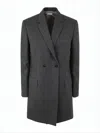 Thom Browne Double-breasted Tailored Coat With Notched Lapels And Striped Detailing In White
