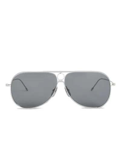Thom Browne Double-bridge Sunglasses In シルバートーン