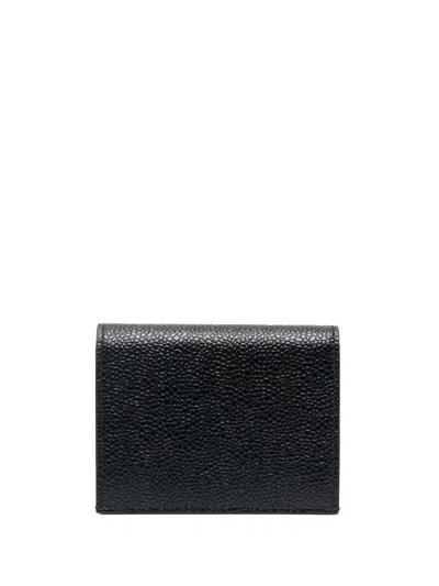 THOM BROWNE THOM BROWNE DOUBLE CARD HOLDER IN PEBBLE GRAIN LEATHER