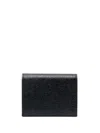 Thom Browne Double Card Holder In Pebble Grain Leather In Black