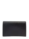 THOM BROWNE DOUBLE CARD HOLDER IN PEBBLE GRAIN LEATHER