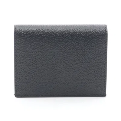 Thom Browne Double Card Holder Leather Card Case In Gray