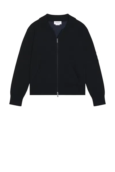 Thom Browne Double Face Full Zip Cardigan In Black