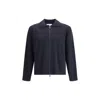 Thom Browne Double Face Full Zip Up Cardigan In Meri In Gray