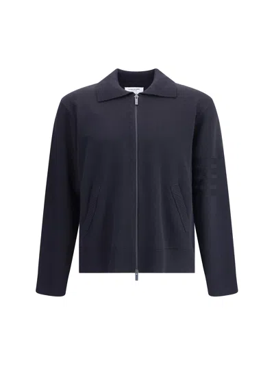 THOM BROWNE DOUBLE FACE FULL ZIP UP CARDIGAN IN MERI