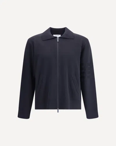 THOM BROWNE DOUBLE FACE FULL ZIP UP CARDIGAN IN MERI