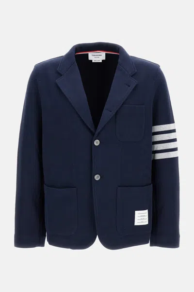 Thom Browne Double Face Knit 4-bar Sack Jacket In Blue
