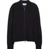 Thom Browne Double Face Zip Wool Blend Cardigan In Black