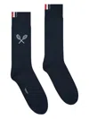 Thom Browne Double-racket Ribbed-detailed Socks In Black