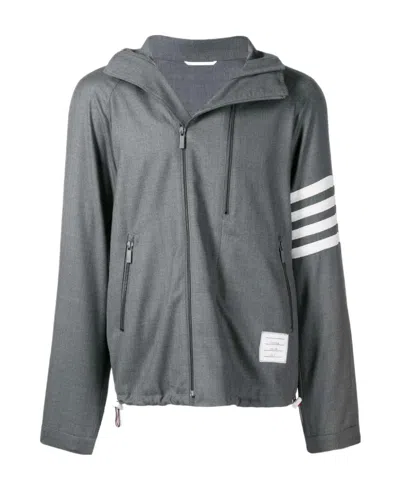 Thom Browne Double-zip Raglan Jacket In Gray